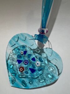 Fused Glass Heart:Light Blue and Clear